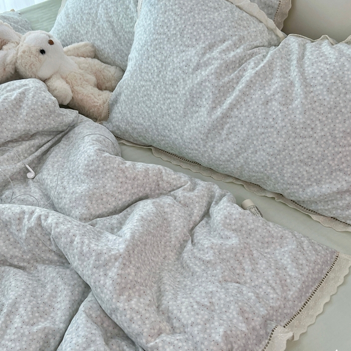 荣轩2025新款全棉双层纱镂空花边工艺款四件套（铺床版）花漾-蓝