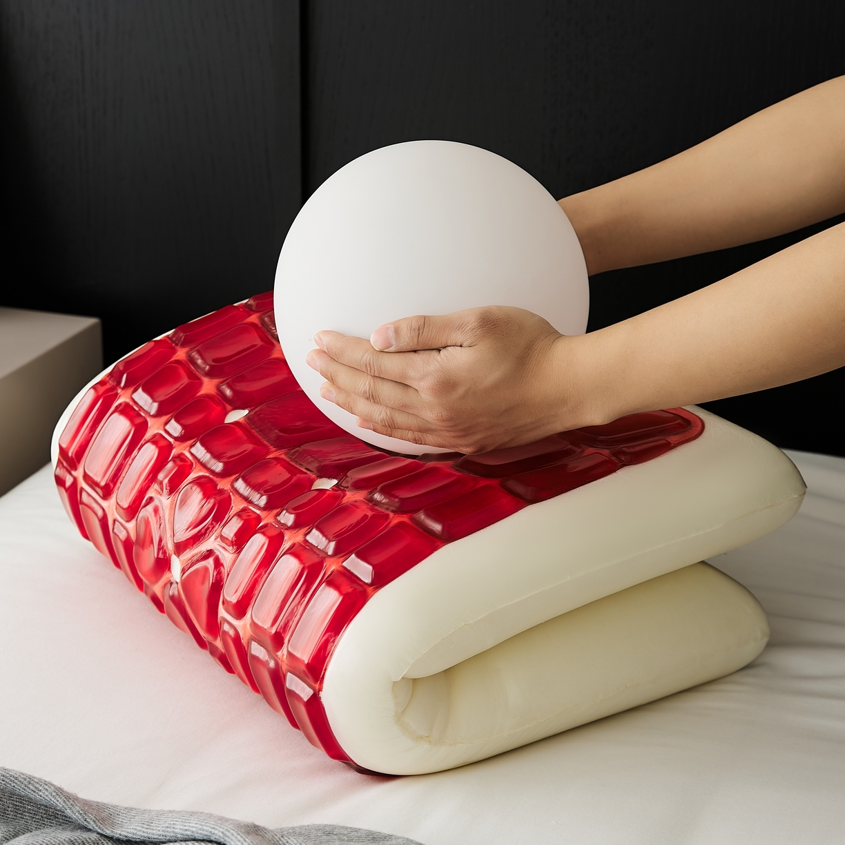 91家纺网 家纺一手货源 找家纺 境月枕芯坊 2025新款冰玉喜运凝胶枕 枕头枕芯 喜运凝胶枕