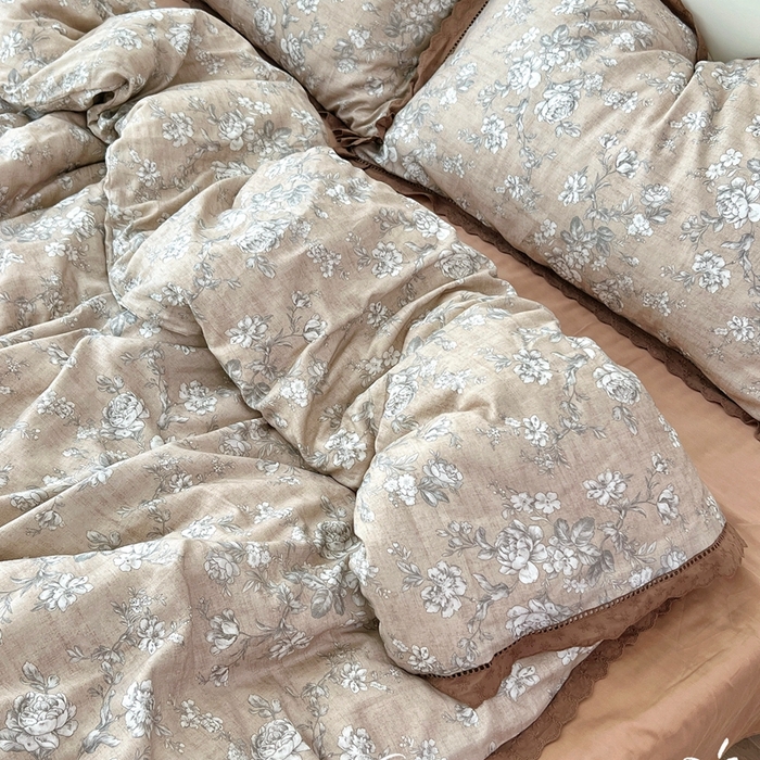 荣轩2025新款全棉双层纱镂空花边工艺款四件套（铺床版）剪秋