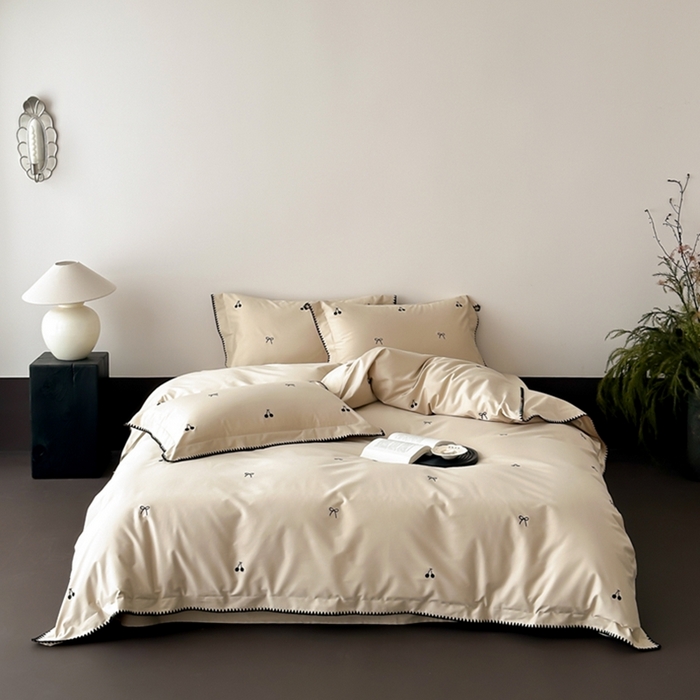 时亿家居 2025新款亲肤舒适黑樱梦境磨毛款四件套 磨毛香槟