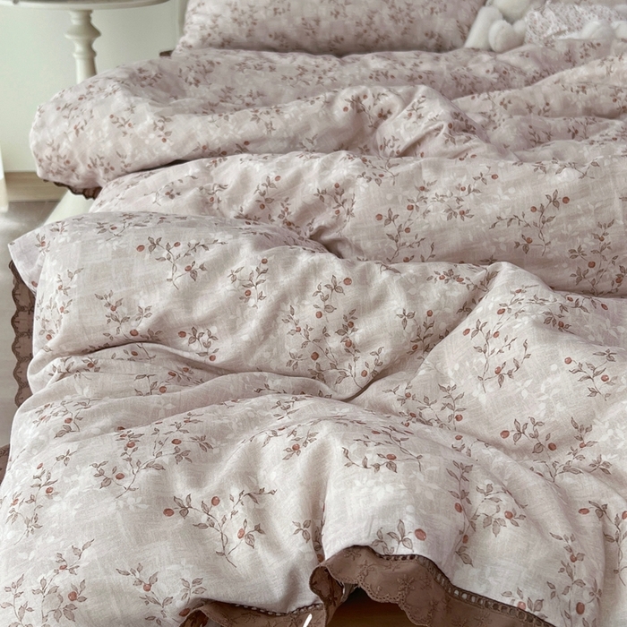 荣轩2025新款全棉双层纱镂空花边工艺款四件套（铺床版）秋意浓