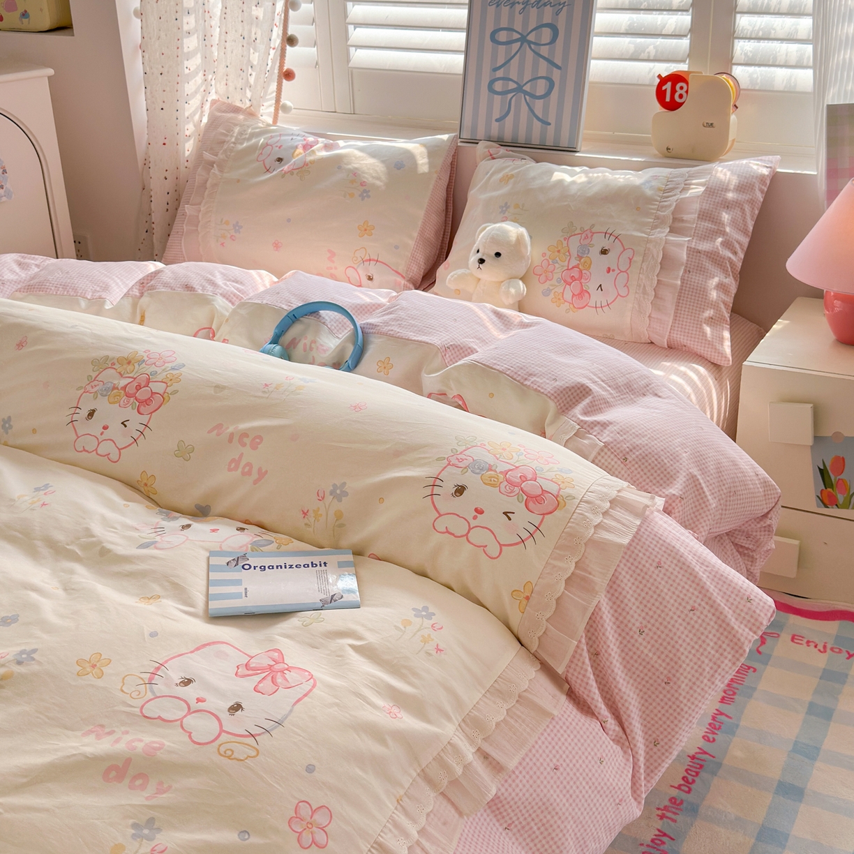 91家纺网 家纺一手货源 找家纺 （总）女子家纺 2025新款小清新全棉纯棉拼接工艺四件套