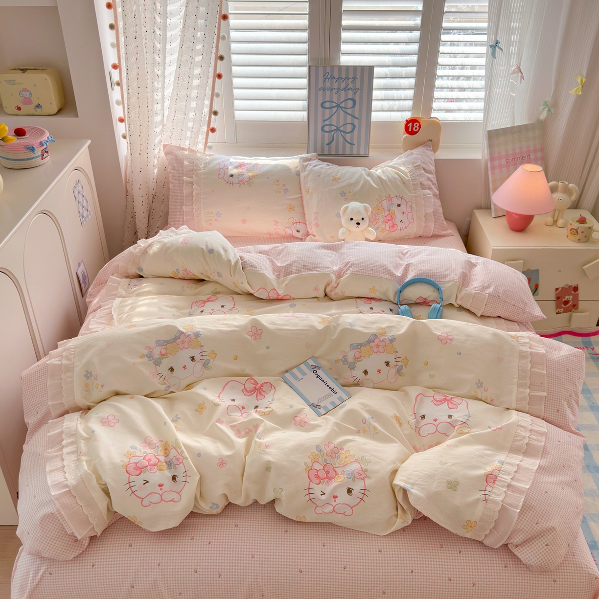 91家纺网 家纺一手货源 找家纺 （总）女子家纺 2025新款小清新全棉纯棉拼接工艺四件套