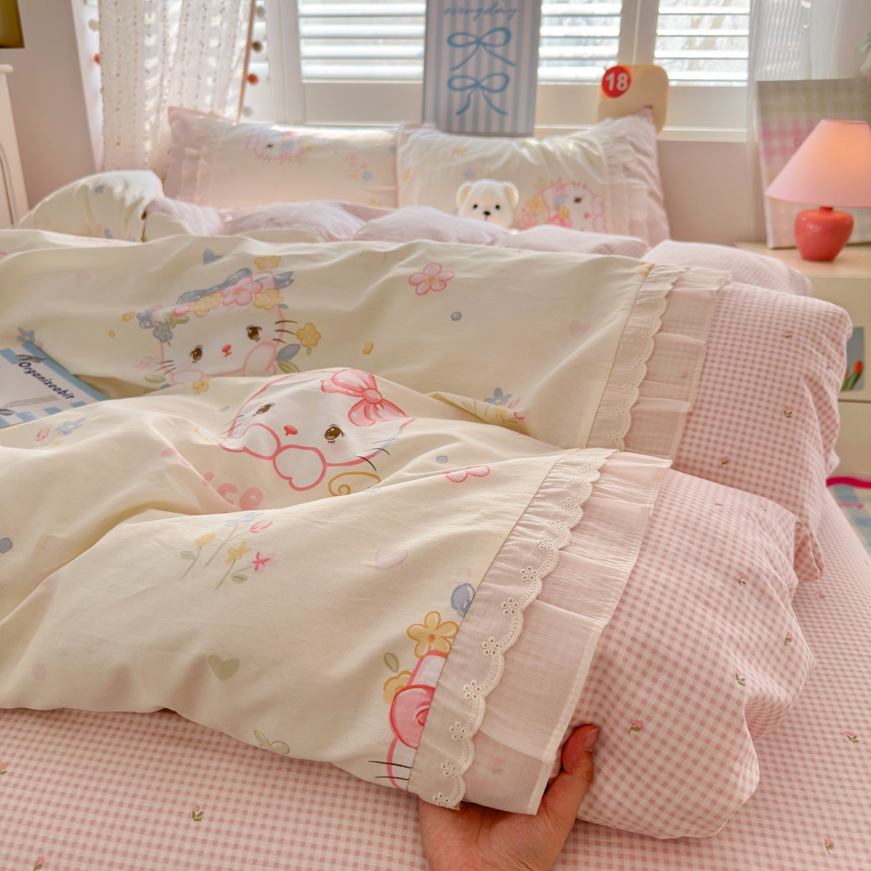 91家纺网 家纺一手货源 找家纺 （总）女子家纺 2025新款小清新全棉纯棉拼接工艺四件套