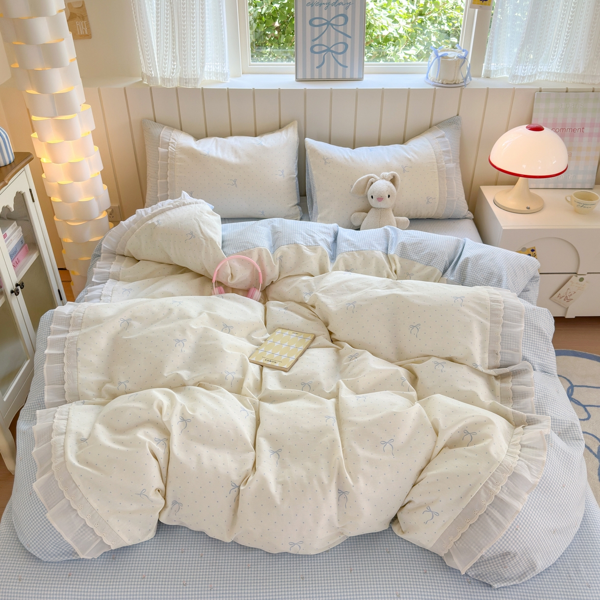 91家纺网 家纺一手货源 找家纺 （总）女子家纺 2025新款小清新全棉纯棉拼接工艺四件套