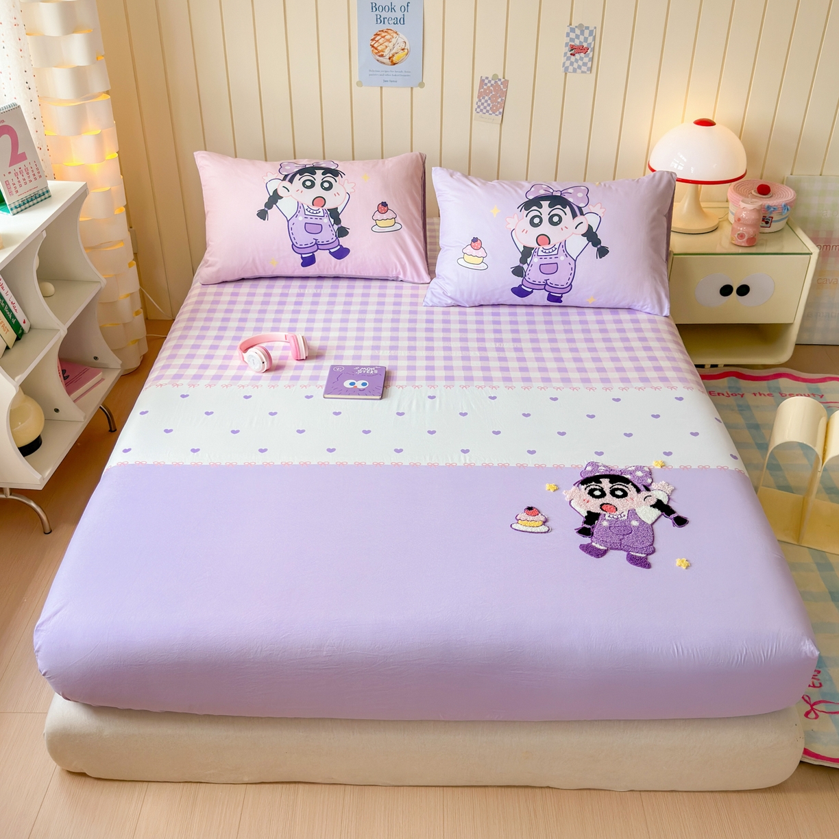 91家纺网 家纺一手货源 找家纺 一霖家纺 2025新款高克重云朵棉毛巾绣床笠 小红书热推 床笠款毛巾绣-甜品小新