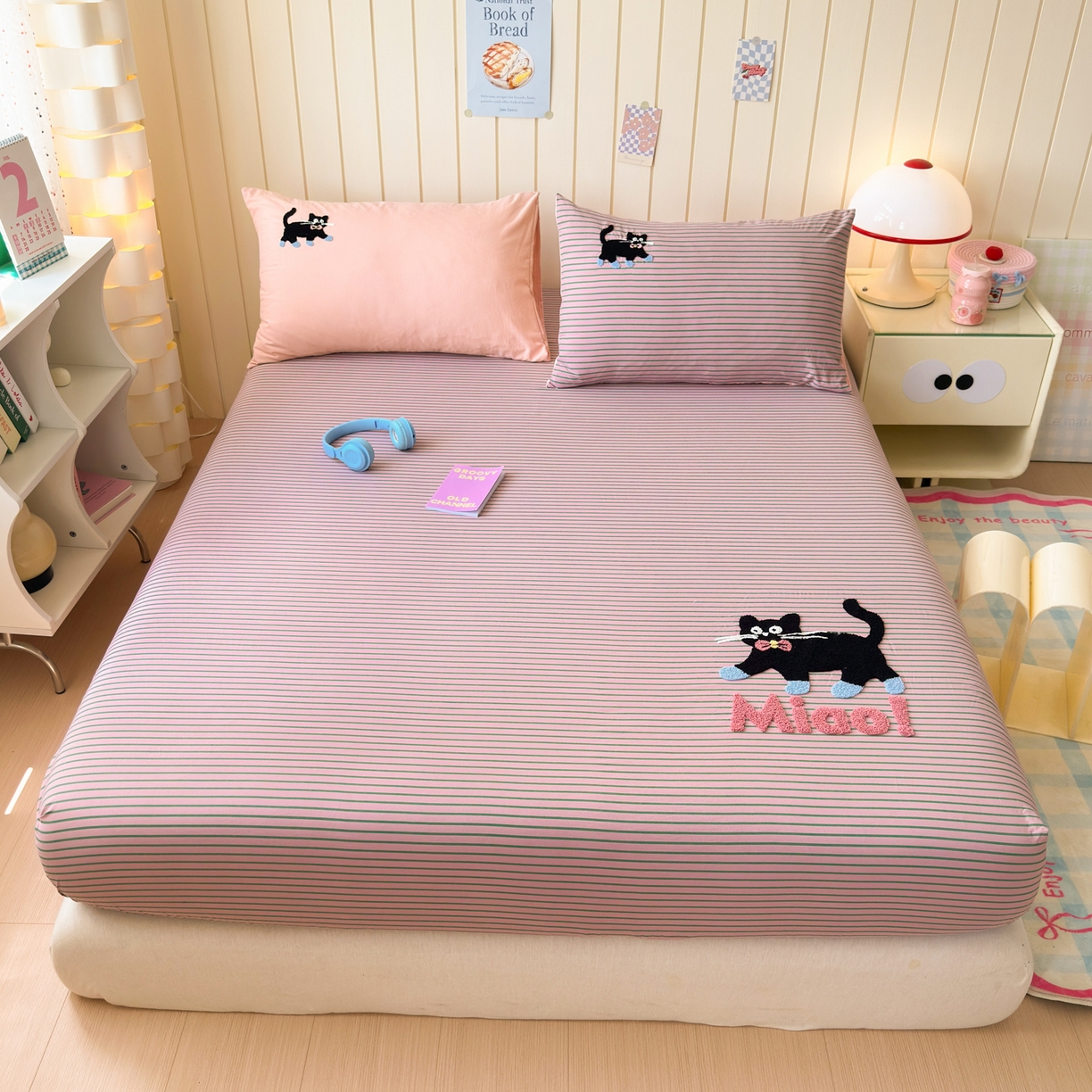 91家纺网 家纺一手货源 找家纺 一霖家纺 2025新款高克重云朵棉毛巾绣床笠 小红书热推 床笠款毛巾绣-哈基米