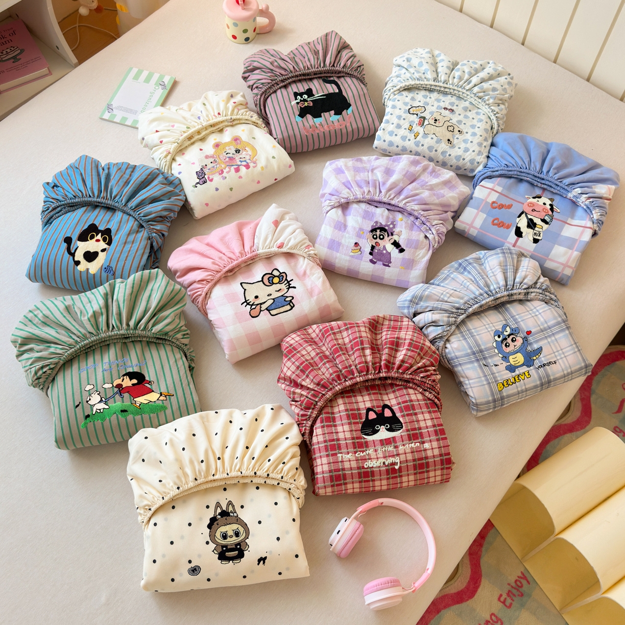 （总）一霖家纺 2025新款高克重云朵棉毛巾绣床笠 小红书热推