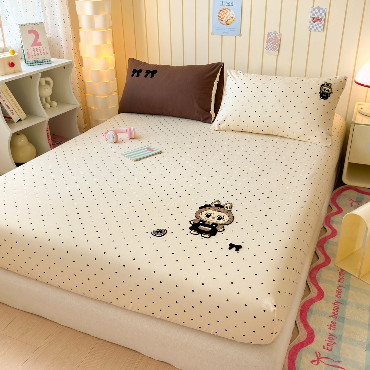 91家纺网 家纺一手货源 找家纺 一霖家纺 2025新款高克重云朵棉毛巾绣床笠 小红书热推 床笠款毛巾绣-精灵布布