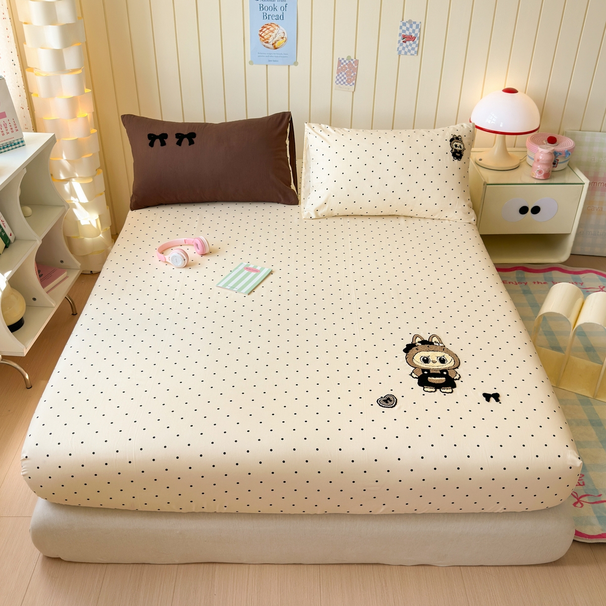 一霖家纺 2025新款高克重云朵棉毛巾绣床笠 小红书热推 床笠款毛巾绣-精灵布布