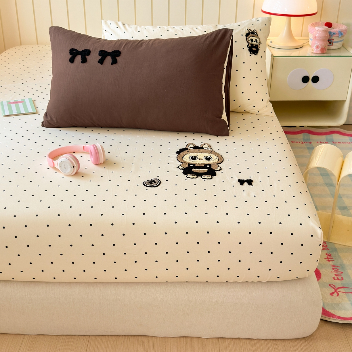 91家纺网 家纺一手货源 找家纺 一霖家纺 2025新款高克重云朵棉毛巾绣床笠 小红书热推 床笠款毛巾绣-精灵布布