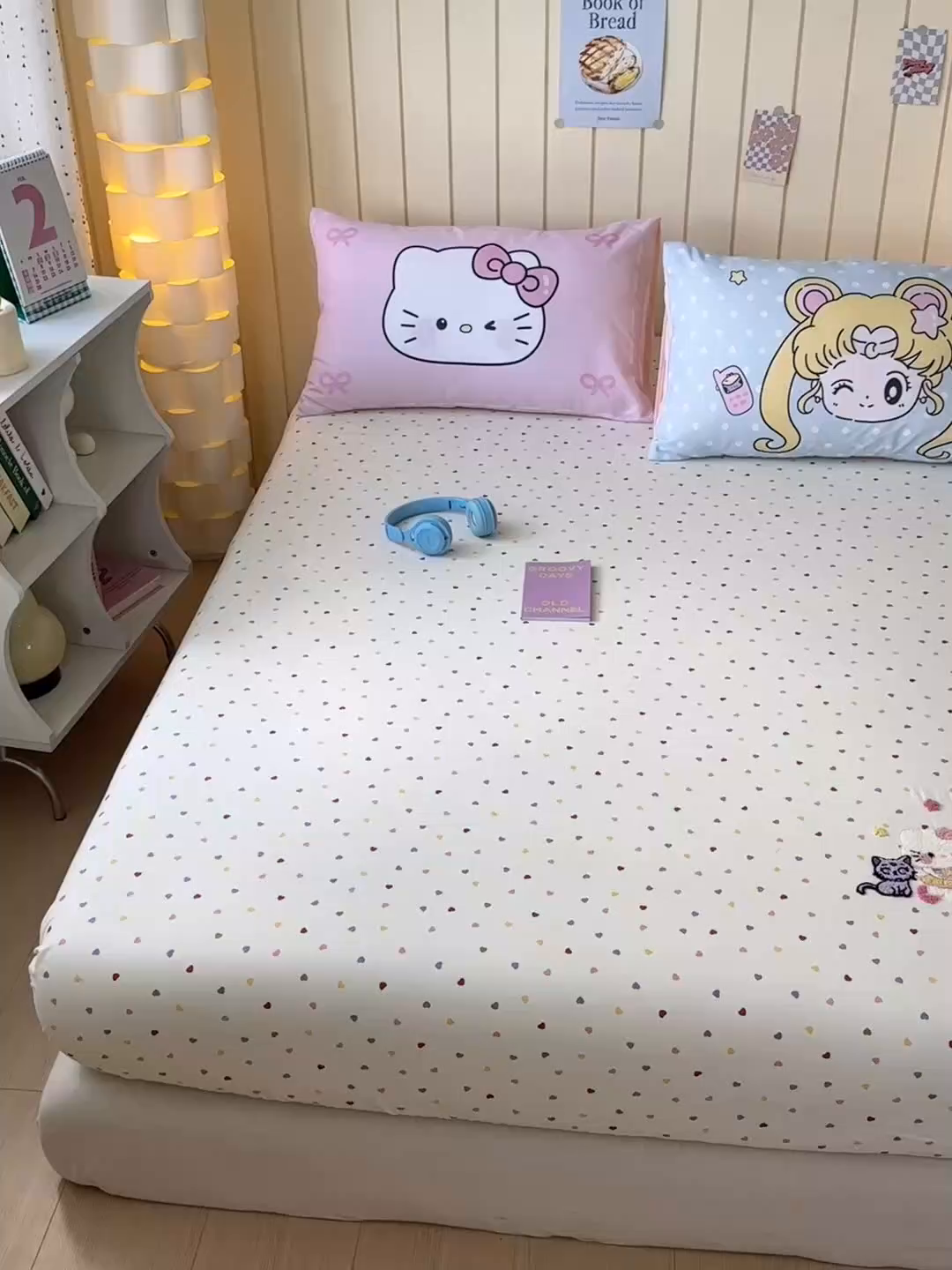 91家纺网 家纺一手货源 找家纺 一霖家纺 2025新款高克重云朵棉毛巾绣床笠 小红书热推 床笠款毛巾绣-美少女战士