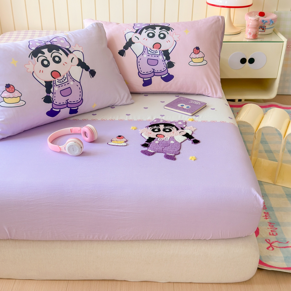 91家纺网 家纺一手货源 找家纺 一霖家纺 2025新款高克重云朵棉毛巾绣床笠 小红书热推 床笠款毛巾绣-甜品小新