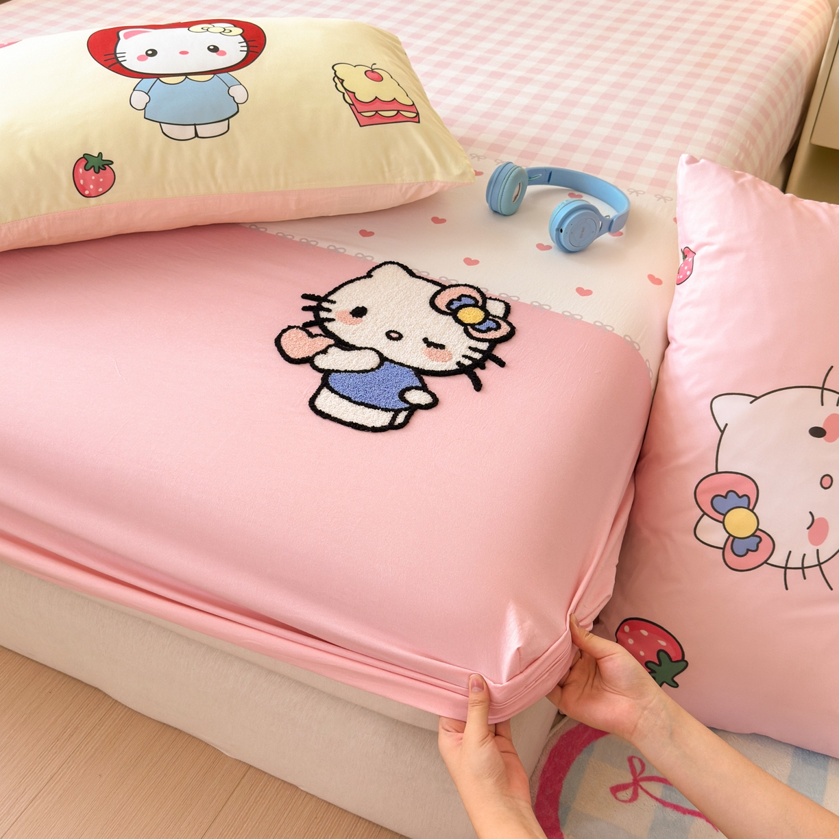 91家纺网 家纺一手货源 找家纺 一霖家纺 2025新款高克重云朵棉毛巾绣床笠 小红书热推 床笠款毛巾绣-BIUBIU猫