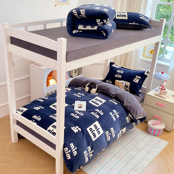 91家纺网 家纺一手货源 找家纺 （总）锦润家纺 2025新款亲肤舒适牛奶绒三件套学生三件套上下铺三件套宿舍三件套