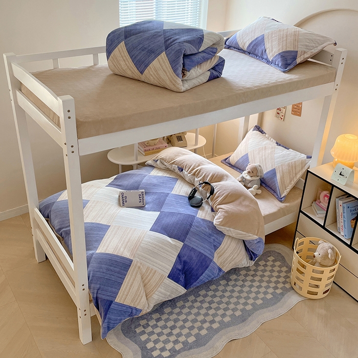 91家纺网 家纺一手货源 找家纺 （总）锦润家纺 2025新款亲肤舒适牛奶绒三件套学生三件套上下铺三件套宿舍三件套