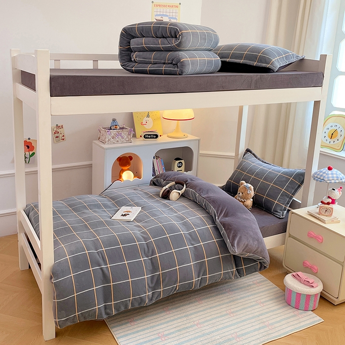 91家纺网 家纺一手货源 找家纺 （总）锦润家纺 2025新款亲肤舒适牛奶绒三件套学生三件套上下铺三件套宿舍三件套