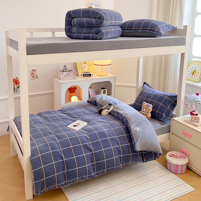 91家纺网 家纺一手货源 找家纺 （总）锦润家纺 2025新款亲肤舒适牛奶绒三件套学生三件套上下铺三件套宿舍三件套