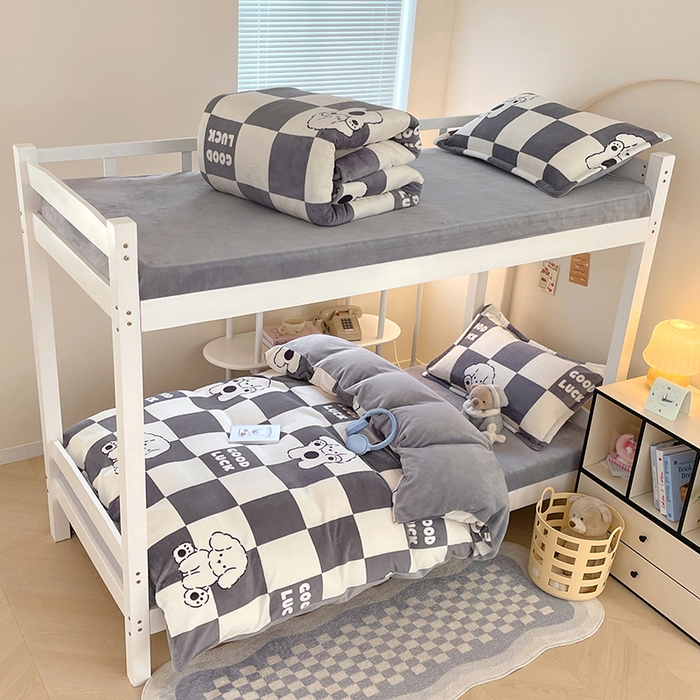 91家纺网 家纺一手货源 找家纺 （总）锦润家纺 2025新款亲肤舒适牛奶绒三件套学生三件套上下铺三件套宿舍三件套