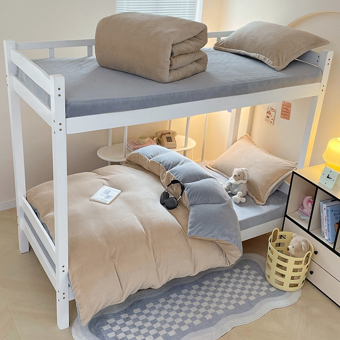 91家纺网 家纺一手货源 找家纺 （总）锦润家纺 2025新款亲肤舒适牛奶绒三件套学生三件套上下铺三件套宿舍三件套