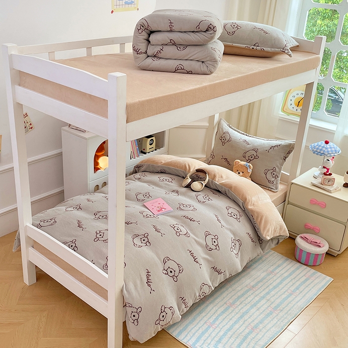 91家纺网 家纺一手货源 找家纺 （总）锦润家纺 2025新款亲肤舒适牛奶绒三件套学生三件套上下铺三件套宿舍三件套