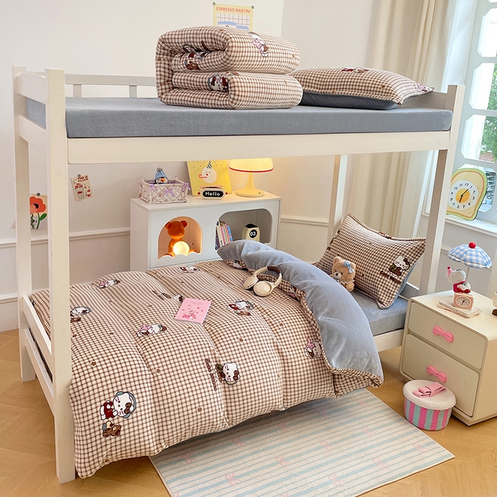 91家纺网 家纺一手货源 找家纺 （总）锦润家纺 2025新款亲肤舒适牛奶绒三件套学生三件套上下铺三件套宿舍三件套