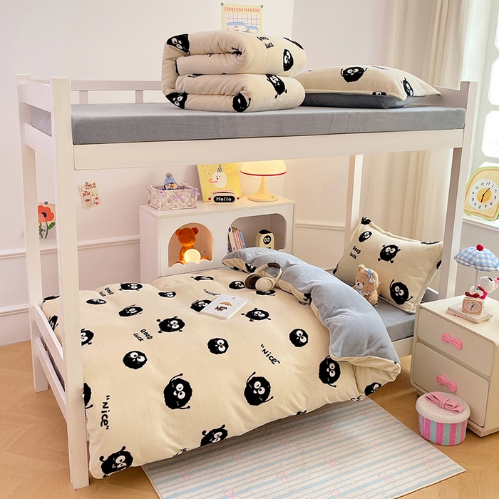 91家纺网 家纺一手货源 找家纺 （总）锦润家纺 2025新款亲肤舒适牛奶绒三件套学生三件套上下铺三件套宿舍三件套