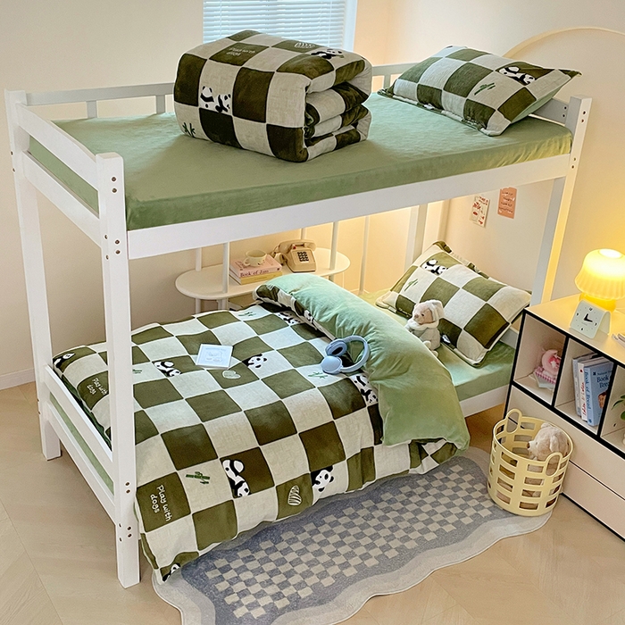 91家纺网 家纺一手货源 找家纺 （总）锦润家纺 2025新款亲肤舒适牛奶绒三件套学生三件套上下铺三件套宿舍三件套