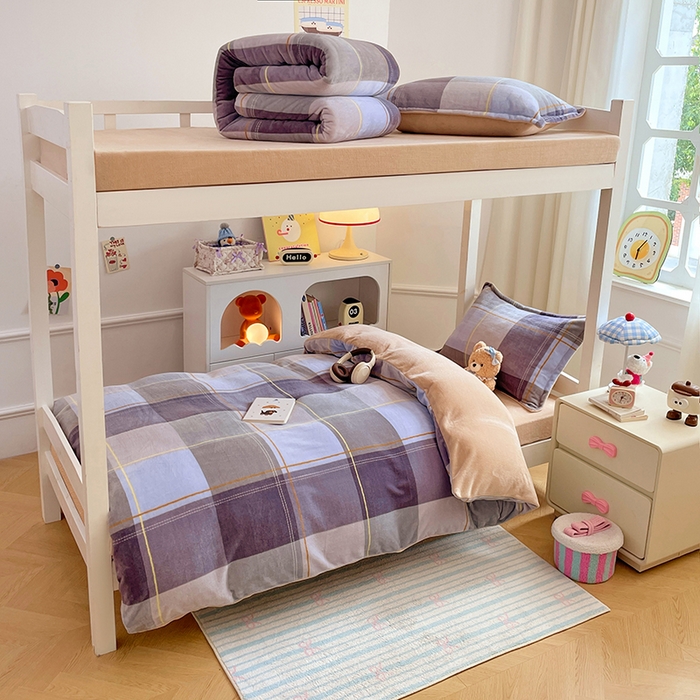 91家纺网 家纺一手货源 找家纺 （总）锦润家纺 2025新款亲肤舒适牛奶绒三件套学生三件套上下铺三件套宿舍三件套