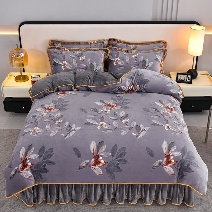 91家纺网 家纺一手货源 找家纺 （总）诺梵家纺 2025新款8斤加厚保暖金貂绒牛奶绒印花四件套