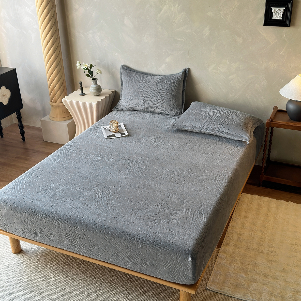 91家纺网 家纺一手货源 找家纺 （总）久云居 2025新款牛奶绒剪花床笠