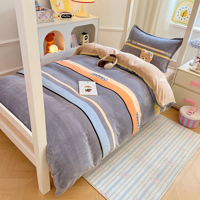 91家纺网 家纺一手货源 找家纺 锦润家纺 2025新款亲肤舒适牛奶绒三件套学生三件套上下铺三件套宿舍三件套 巴克斯