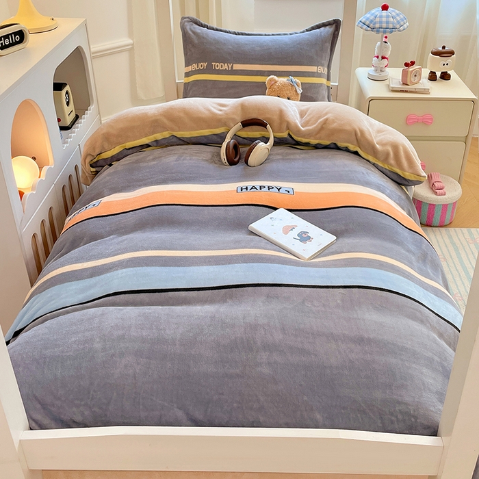 91家纺网 家纺一手货源 找家纺 锦润家纺 2025新款亲肤舒适牛奶绒三件套学生三件套上下铺三件套宿舍三件套 巴克斯