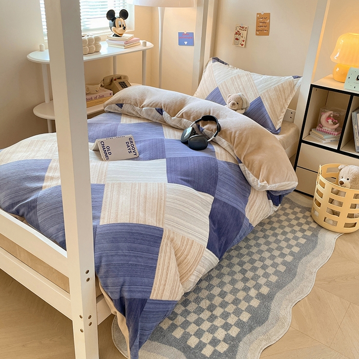 91家纺网 家纺一手货源 找家纺 锦润家纺 2025新款亲肤舒适牛奶绒三件套学生三件套上下铺三件套宿舍三件套 晨晓