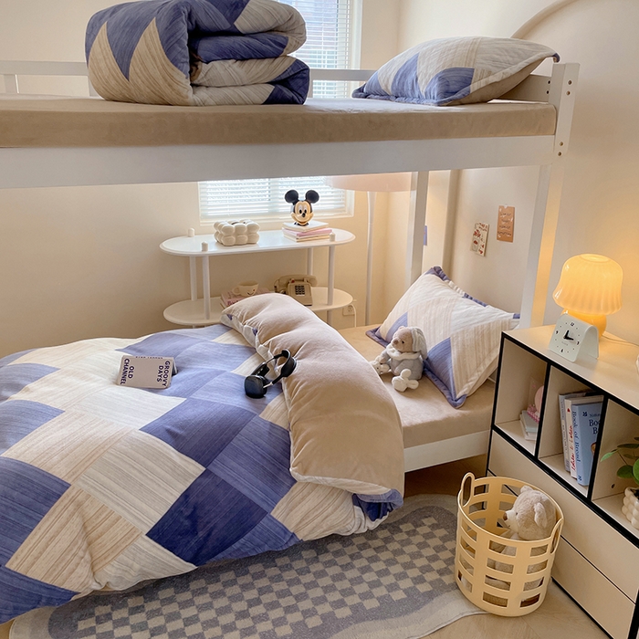 91家纺网 家纺一手货源 找家纺 锦润家纺 2025新款亲肤舒适牛奶绒三件套学生三件套上下铺三件套宿舍三件套 晨晓