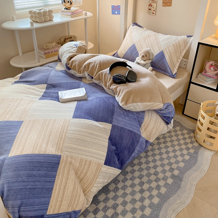 91家纺网 家纺一手货源 找家纺 锦润家纺 2025新款亲肤舒适牛奶绒三件套学生三件套上下铺三件套宿舍三件套 晨晓