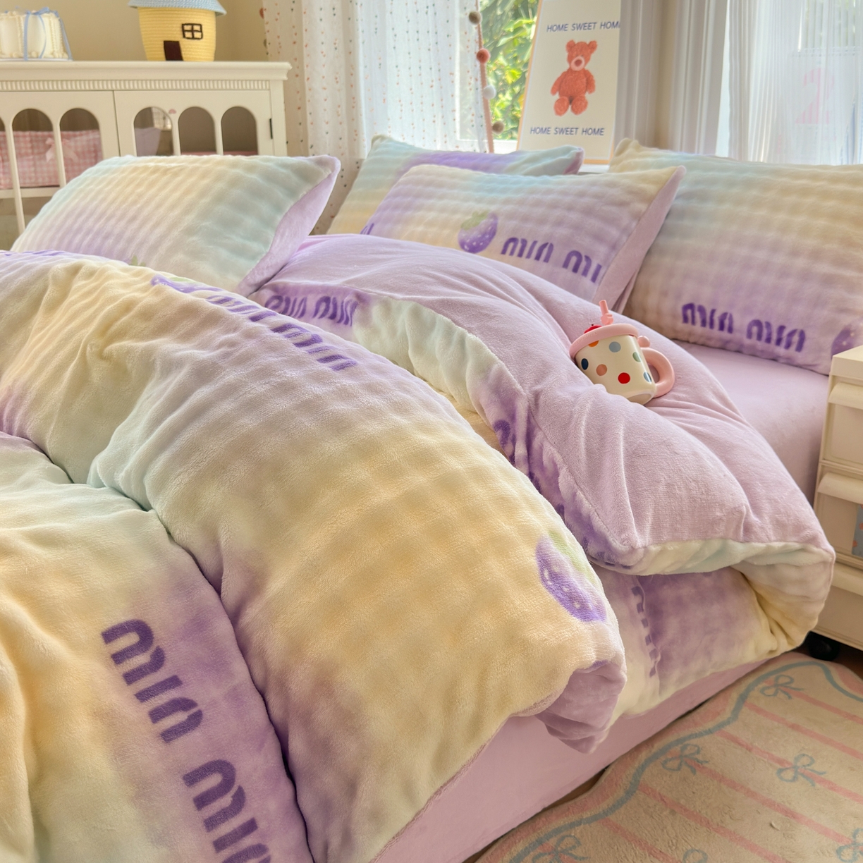 91家纺网 家纺一手货源 找家纺 （总）德比尔斯 2025新款泡泡牛奶绒四件套