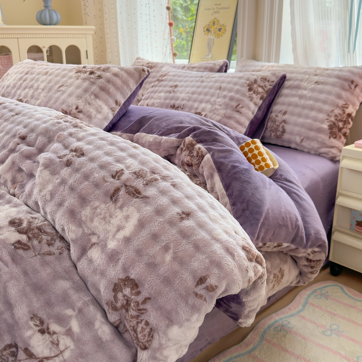 91家纺网 家纺一手货源 找家纺 （总）德比尔斯 2025新款泡泡牛奶绒四件套