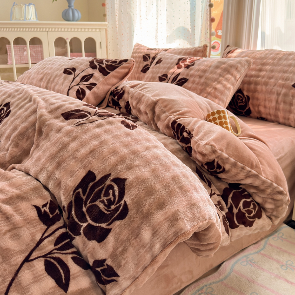 91家纺网 家纺一手货源 找家纺 （总）德比尔斯 2025新款泡泡牛奶绒四件套