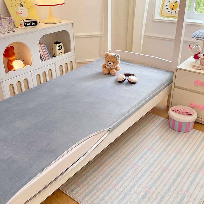 91家纺网 家纺一手货源 找家纺 锦润家纺 2025新款亲肤舒适牛奶绒三件套学生三件套上下铺三件套宿舍三件套 格子控-蓝