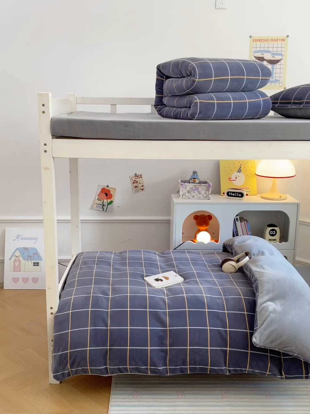 91家纺网 家纺一手货源 找家纺 锦润家纺 2025新款亲肤舒适牛奶绒三件套学生三件套上下铺三件套宿舍三件套 格子控-蓝