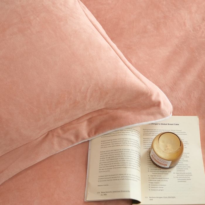 91家纺网 家纺一手货源 找家纺 ONE TWO ONE 121 【婴儿绒四件套】2025新款毛毯被子四件套单件床单被套床笠珊瑚绒牛奶绒冬被法兰绒兔毛绒滚绳款 纯色款-橘粉