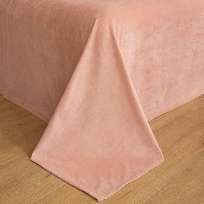 91家纺网 家纺一手货源 找家纺 ONE TWO ONE 121 【婴儿绒四件套】2025新款毛毯被子四件套单件床单被套床笠珊瑚绒牛奶绒冬被法兰绒兔毛绒滚绳款 纯色款-橘粉