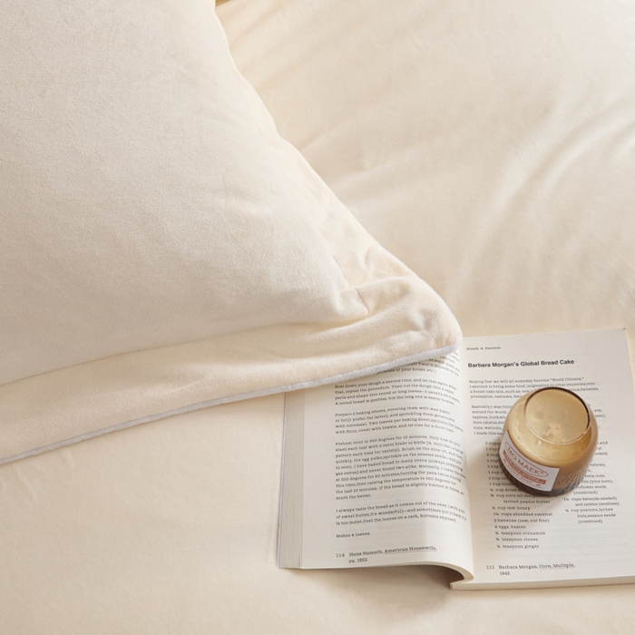 91家纺网 家纺一手货源 找家纺 ONE TWO ONE 121 【婴儿绒四件套】2025新款毛毯被子四件套单件床单被套床笠珊瑚绒牛奶绒冬被法兰绒兔毛绒滚绳款 纯色款-米白