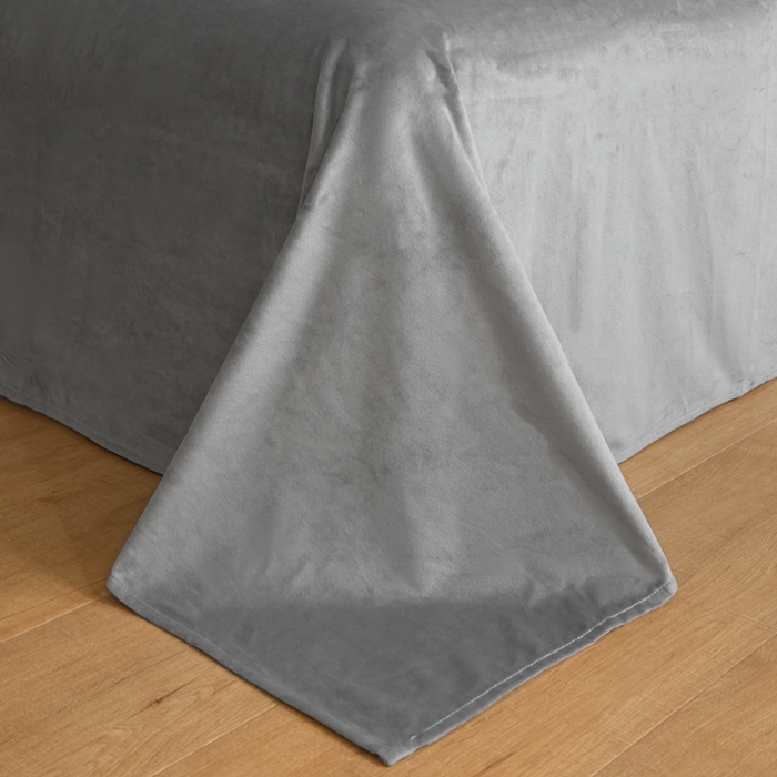 91家纺网 家纺一手货源 找家纺 ONE TWO ONE 121 【婴儿绒四件套】2025新款毛毯被子四件套单件床单被套床笠珊瑚绒牛奶绒冬被法兰绒兔毛绒滚绳款 纯色款-深灰