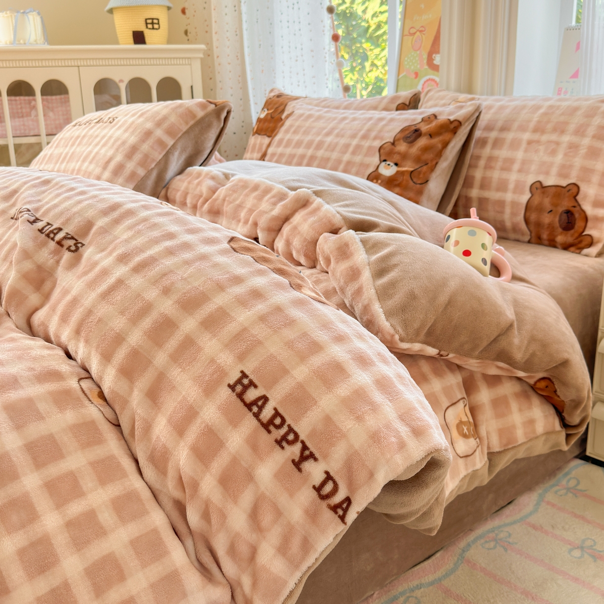 德比尔斯 2025新款泡泡牛奶绒四件套 格瑞