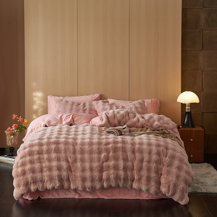 眠博士 2025新款兔兔牛奶绒加厚保暖四件套 兔兔绒-泡泡粉