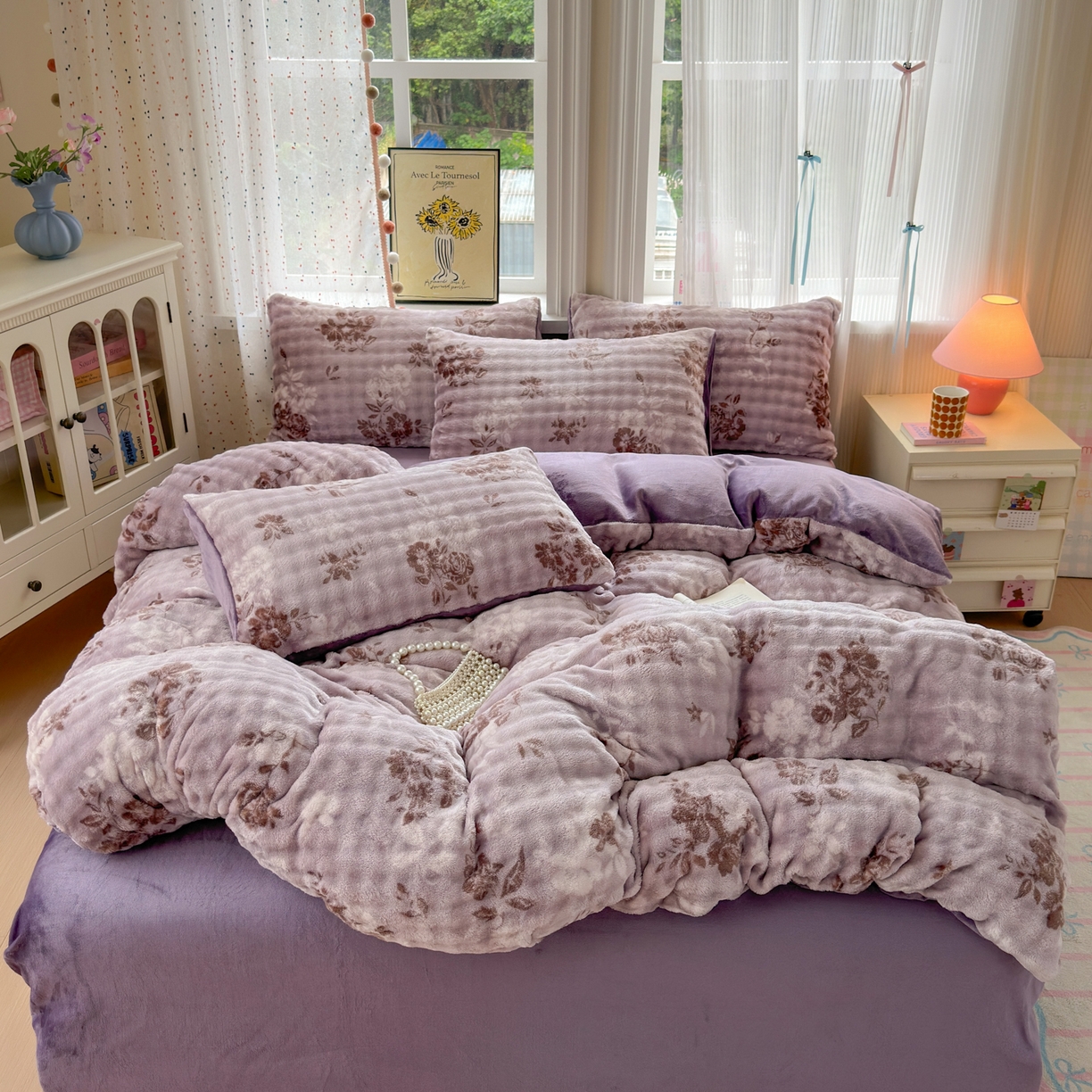 91家纺网 家纺一手货源 找家纺 德比尔斯 2025新款泡泡牛奶绒四件套 摩飞