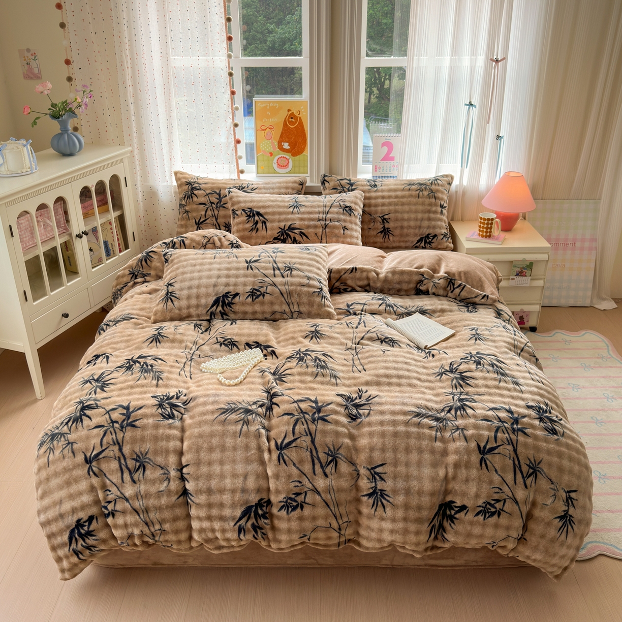 91家纺网 家纺一手货源 找家纺 德比尔斯 2025新款泡泡牛奶绒四件套 沐雅清风