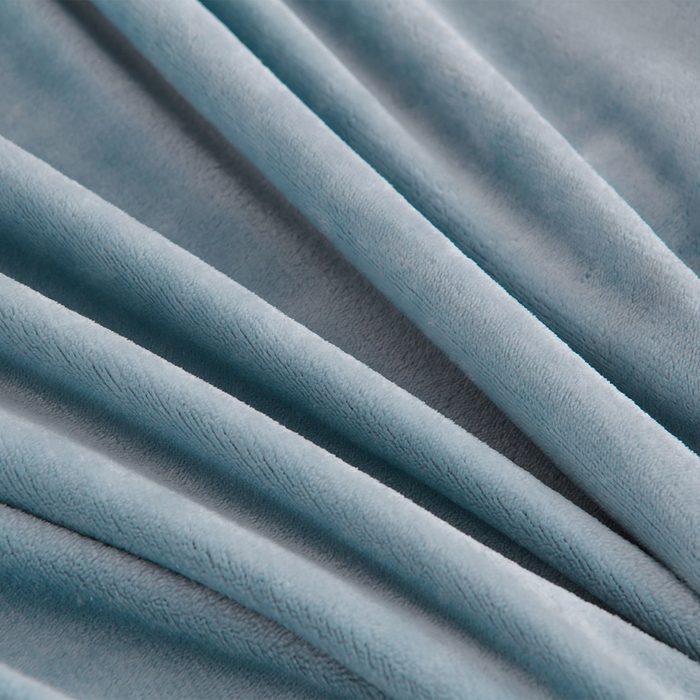 91家纺网 家纺一手货源 找家纺 居尚家纺 2025新款AB款加厚纯色牛奶绒绣花四件套浅蓝色